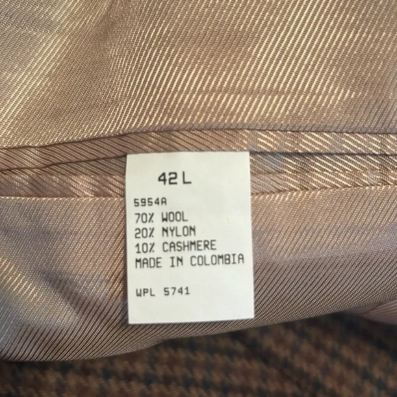 Vintage Oscar de la Renta Tan Wool Cashmere Blend Satin Lined Blazer Men’s 42L